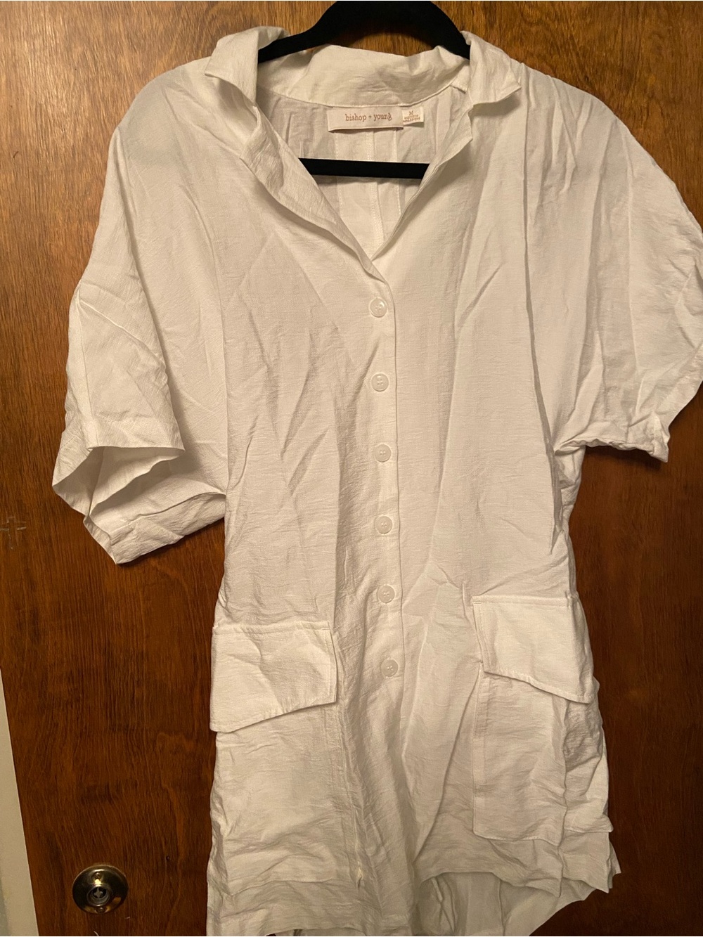 bishop + young White Lightweight Button Front Top